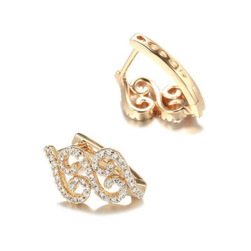 Ethnic Flower Micro Wax Inlay 14K Filled Rose Gold AAA Zircon Diamonds Drop Earrings - Vintage Style Jewellery